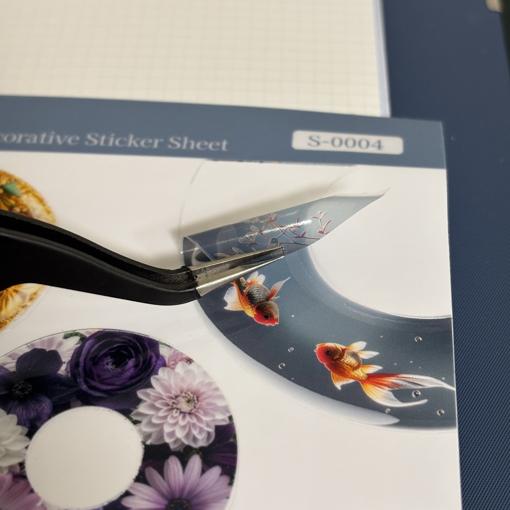 透明な花環|花と金魚のガラスリング風ステッカーシート