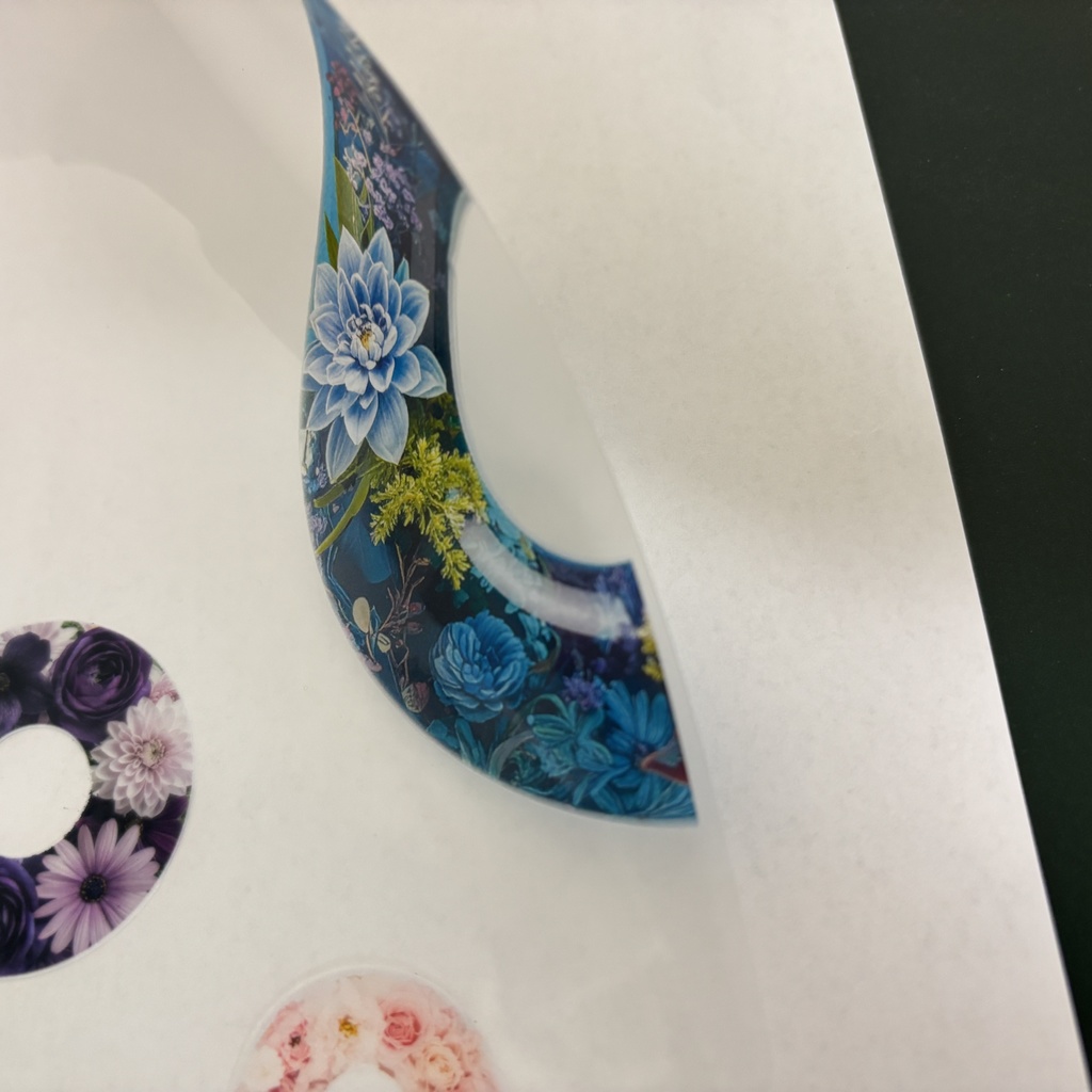 透明な花環|花と金魚のガラスリング風ステッカーシート