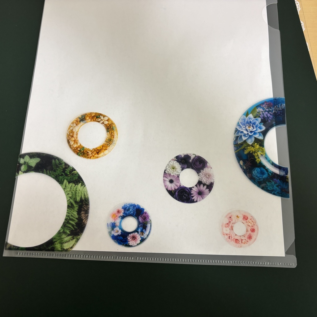 透明な花環|花と金魚のガラスリング風ステッカーシート