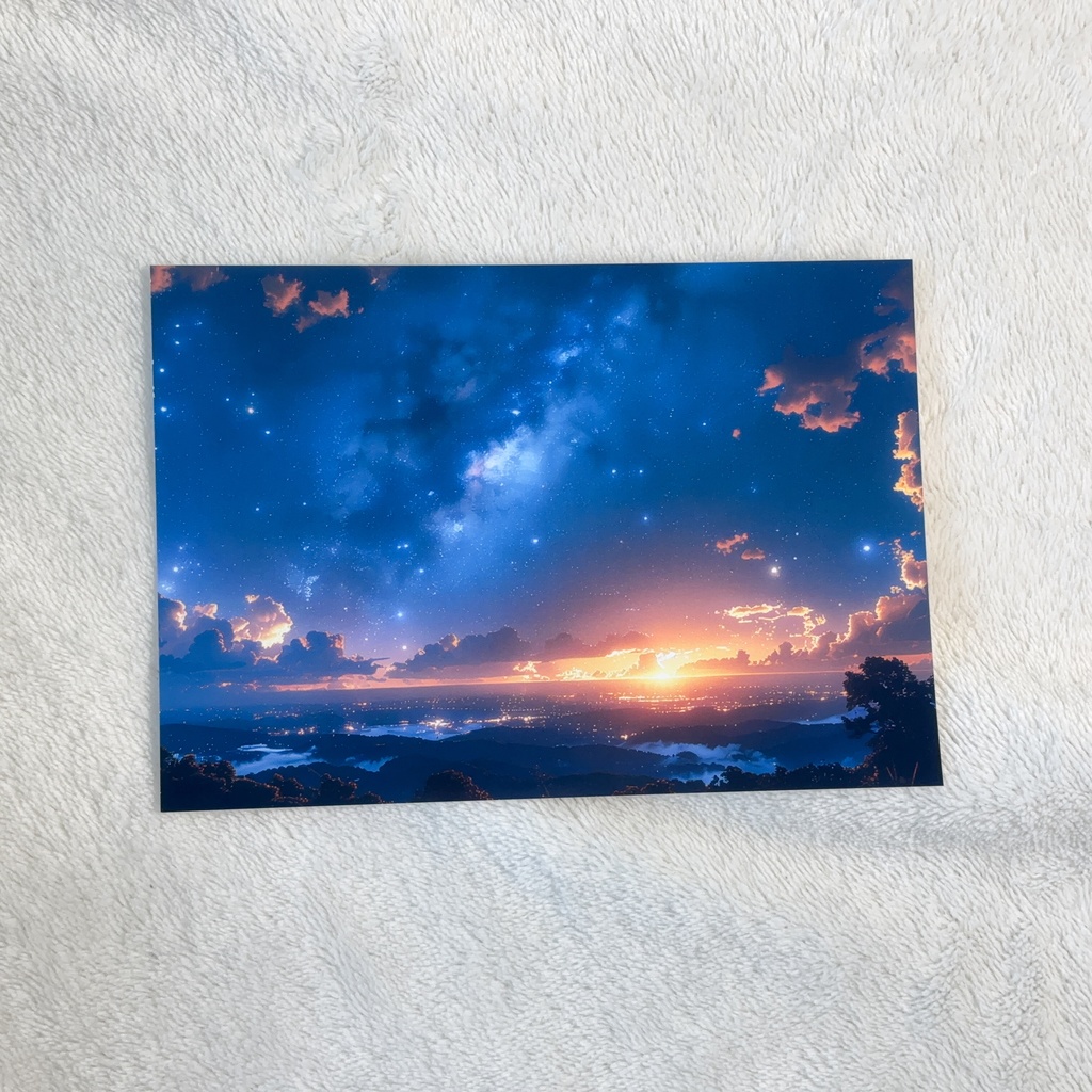 夕方の空のポストカード 4枚セット|幻想的な夕焼け【記憶の空シリーズ】