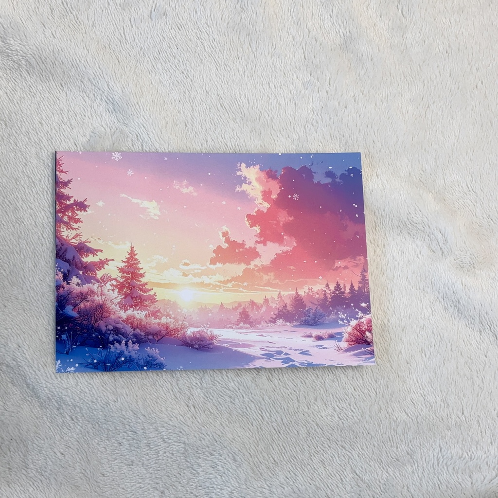 夕方の空のポストカード 4枚セット|幻想的な夕焼け【記憶の空シリーズ】