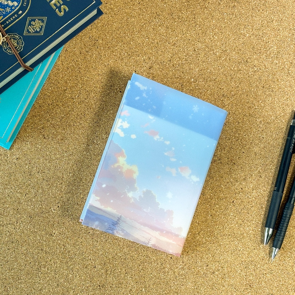 雪原と夕焼けのトレーシングペーパー|A4・5枚・冬の空モチーフ【記憶の空シリーズ】