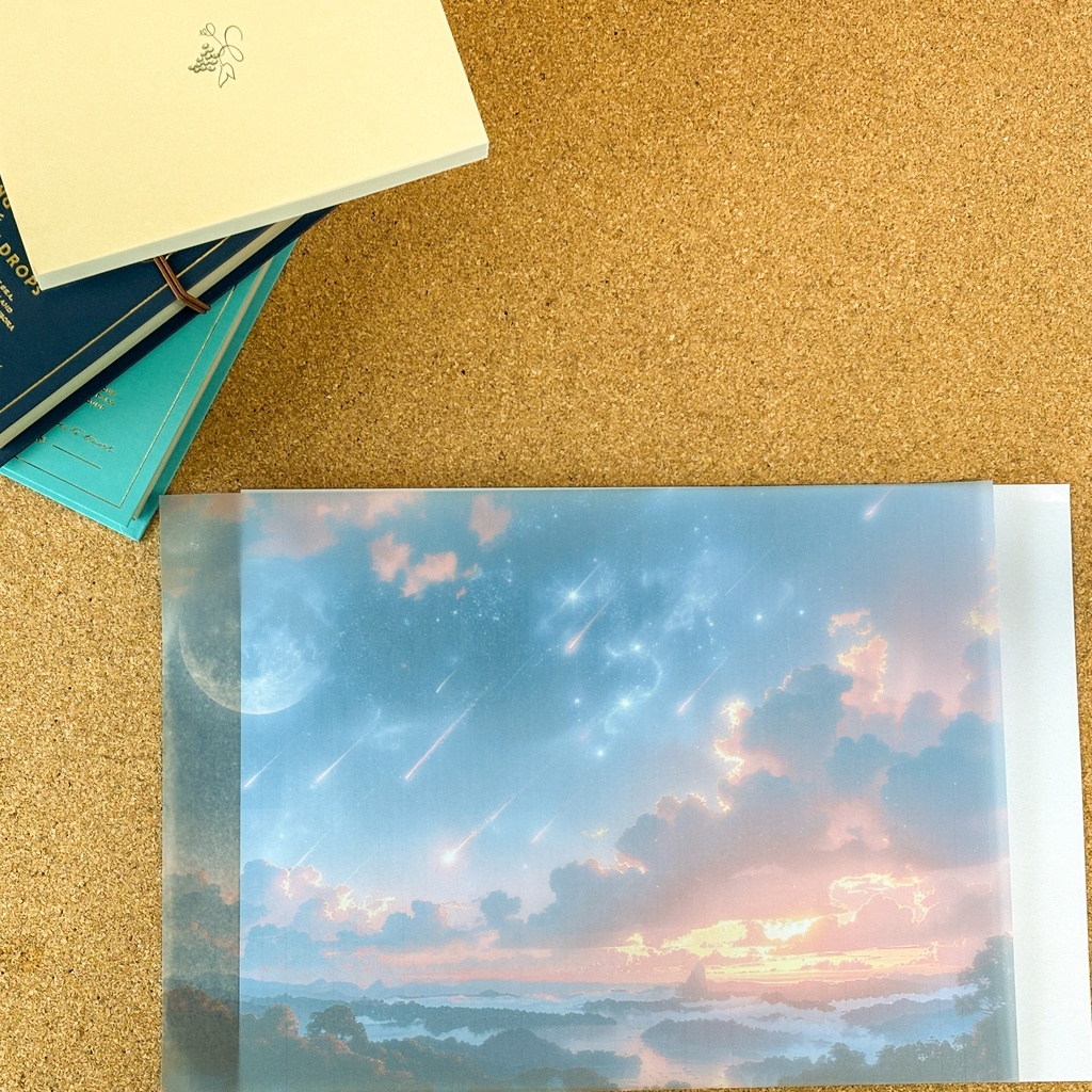 夜空と流星群のトレーシングペーパー|A4・5枚・星空モチーフ【記憶の空シリーズ】
