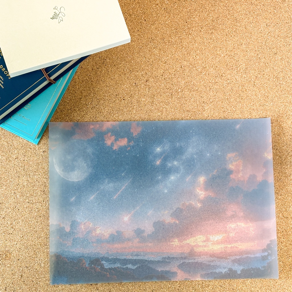 夜空と流星群のトレーシングペーパー|A4・5枚・星空モチーフ【記憶の空シリーズ】