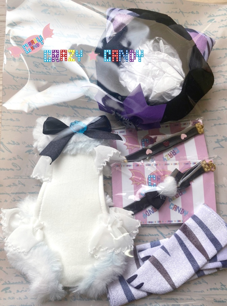 MDD夏ももふもふねこ服５点セット(BLUE にくきゅう限定1着販売)