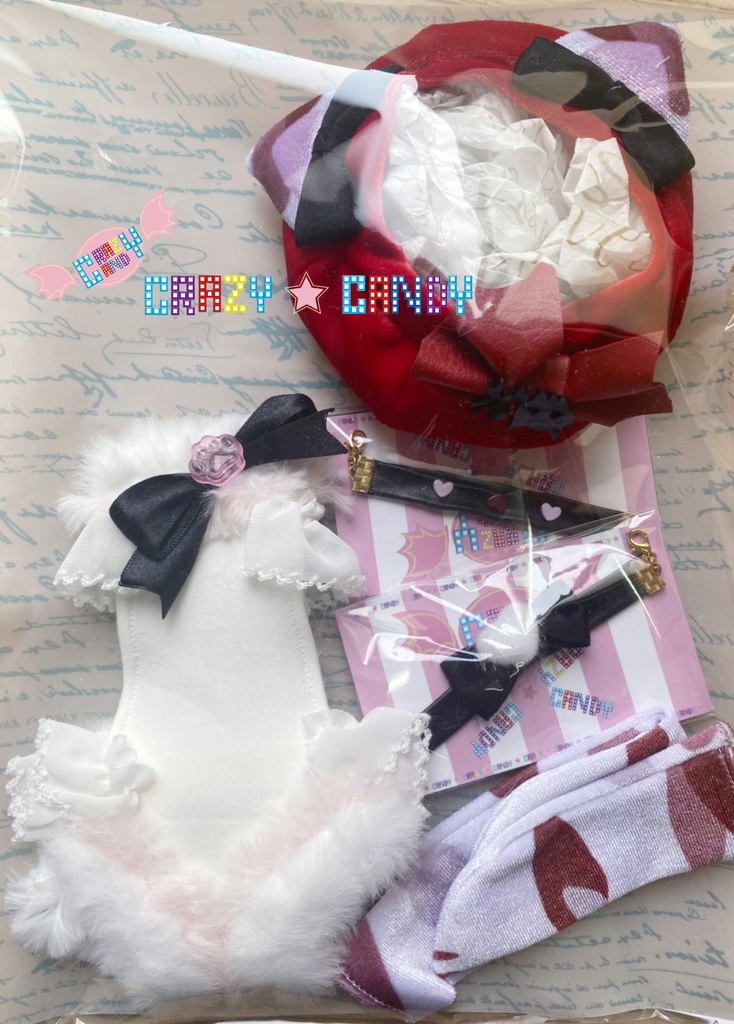 MDD夏ももふもふねこ服5点セット(PINK にくきゅう限定1着販売)
