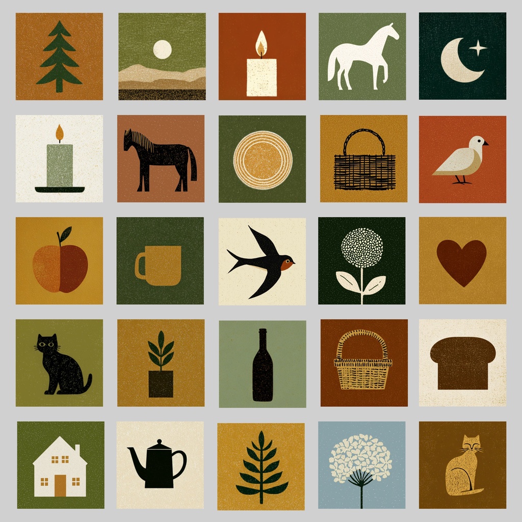 フォークアートセット – 民芸スタイル、25枚のPNG、300dpi