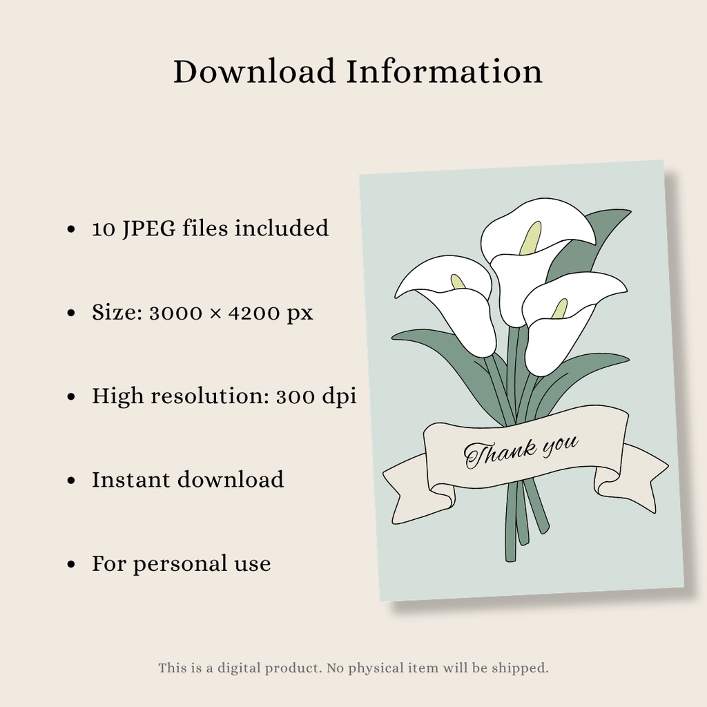 フラワーカードセット(10種)|ミニマルデザイン・カラーの花束|印刷用データ(Printable Cards)
