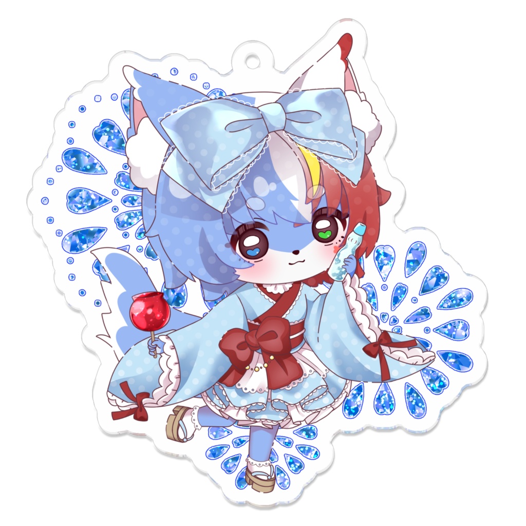 【クロメメ】浴衣ちゃん水色(白&黒)