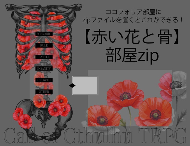 【CoC用】置くだけ簡単ココフォリア部屋zip【赤い花と骨】