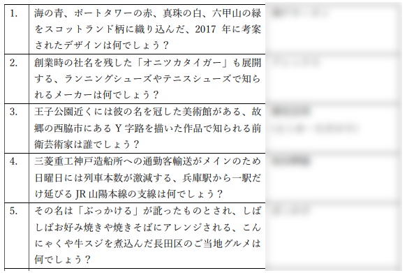 【市町村クイズ】神戸市問題集 ~The City Of Port~ 末設定 BOOTH