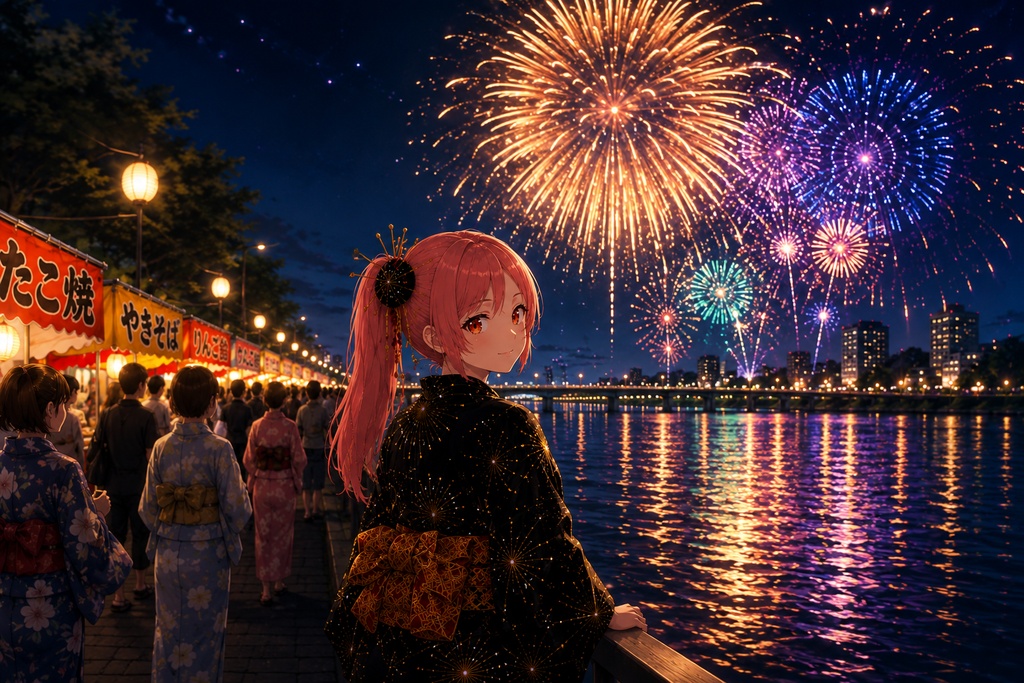 オリジナル3Dモデル「真夏はなび」(Manatsu Hanabi) VR Chat / 商用利用OK