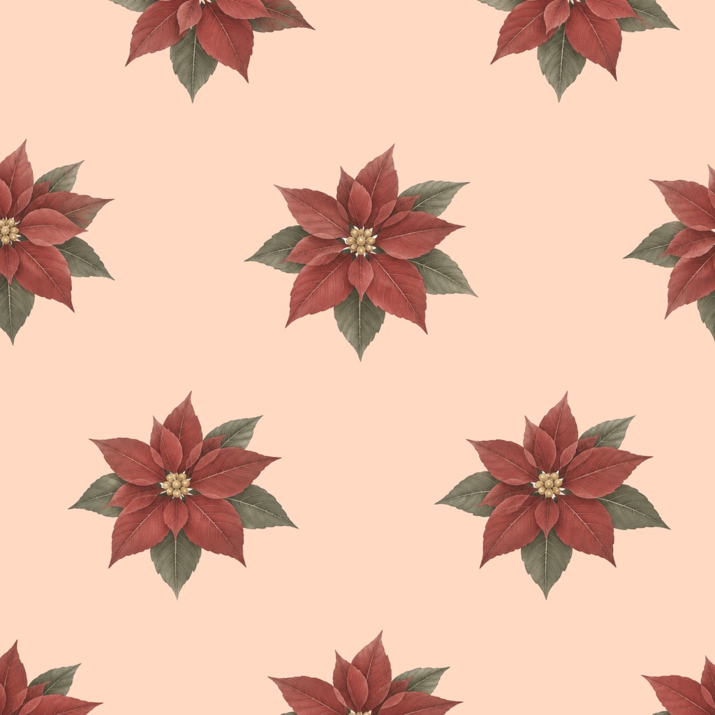 クリスマス・ポインセチア デジタルペーパー|クラシック・和風 Christmas Poinsettia Digital Paper