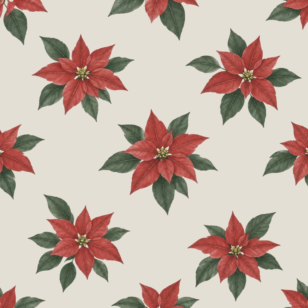 クリスマス・ポインセチア デジタルペーパー|クラシック・和風 Christmas Poinsettia Digital Paper