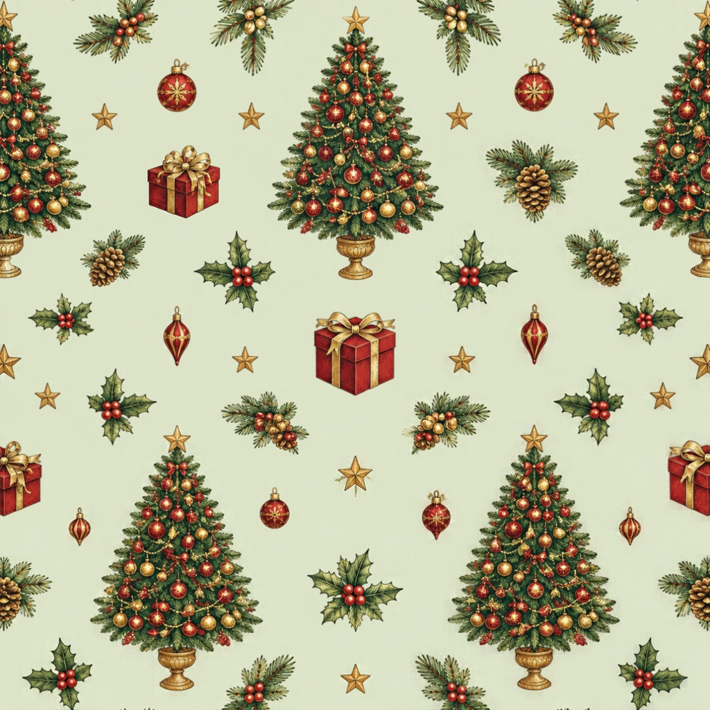 クリスマス デジタルペーパー|ツリー・ケーゲル・星・プレゼント Christmas Digital Paper|Cristmas tree Minimalist Wrapping Design