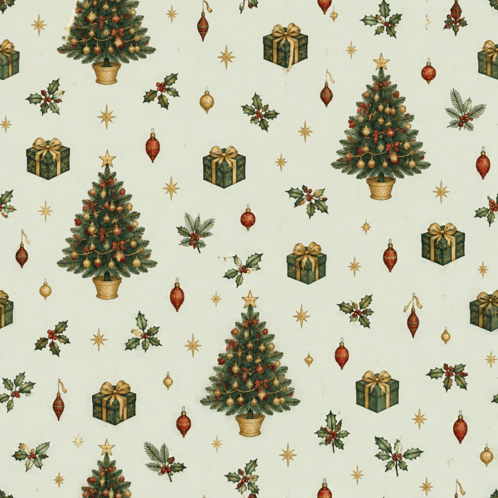 クリスマス デジタルペーパー|ツリー・ケーゲル・星・プレゼント Christmas Digital Paper|Cristmas tree Minimalist Wrapping Design