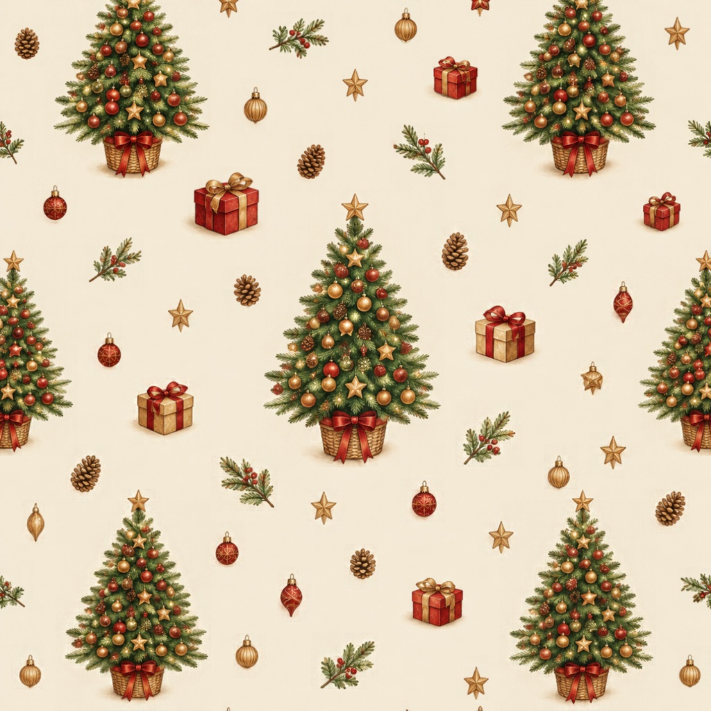 クリスマス デジタルペーパー|ツリー・ケーゲル・星・プレゼント Christmas Digital Paper|Cristmas tree Minimalist Wrapping Design