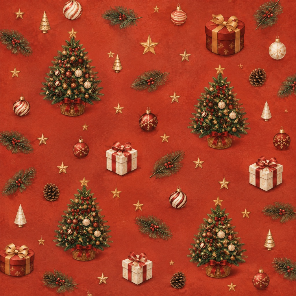 クリスマス デジタルペーパー|ツリー・ケーゲル・星・プレゼント Christmas Digital Paper|Cristmas tree Minimalist Wrapping Design