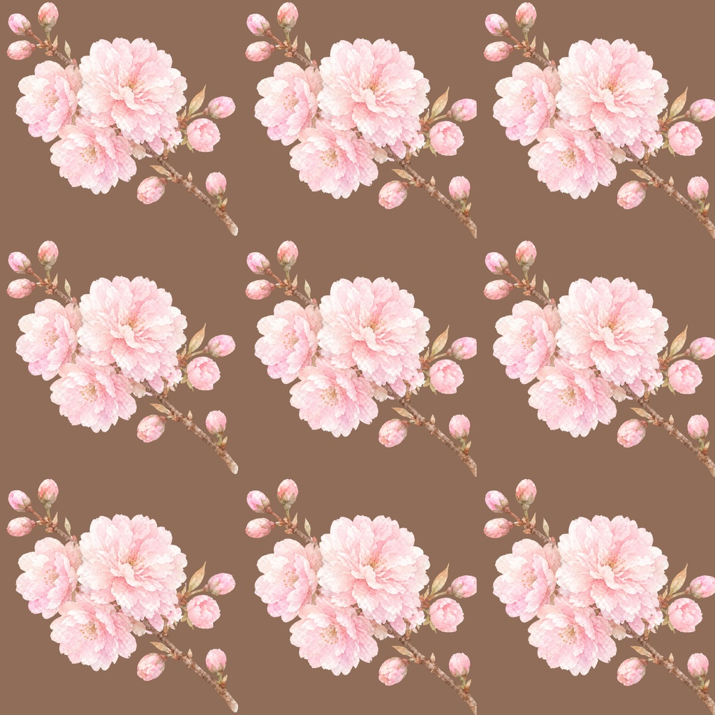 八重桜 春のデジタルペーパー|ふんわり水彩の桜テクスチャ Yaezakura Watercolor Digital Paper|Soft Spring Cherry Blossom Texture