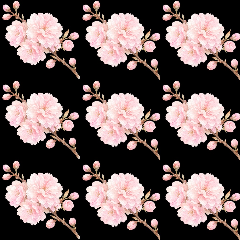 八重桜 春のデジタルペーパー|ふんわり水彩の桜テクスチャ Yaezakura Watercolor Digital Paper|Soft Spring Cherry Blossom Texture