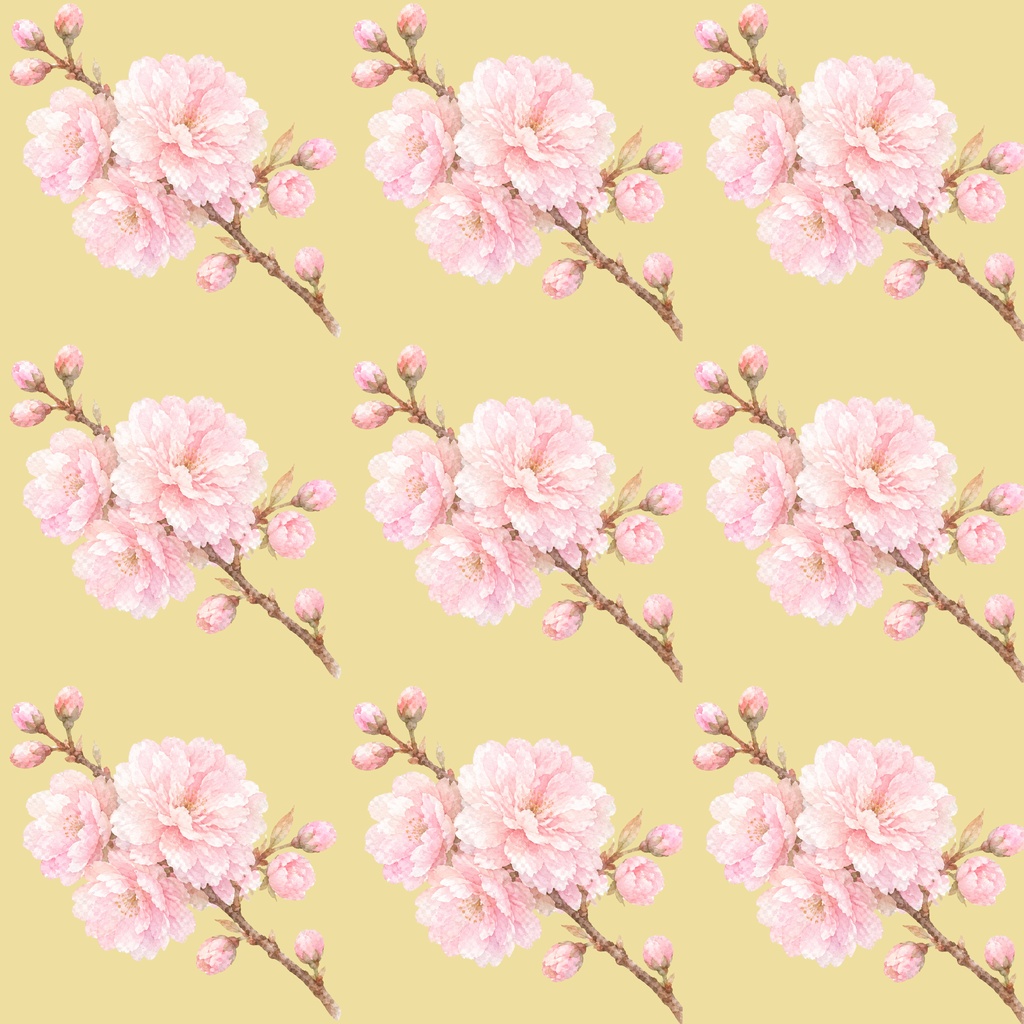 八重桜 春のデジタルペーパー|ふんわり水彩の桜テクスチャ Yaezakura Watercolor Digital Paper|Soft Spring Cherry Blossom Texture