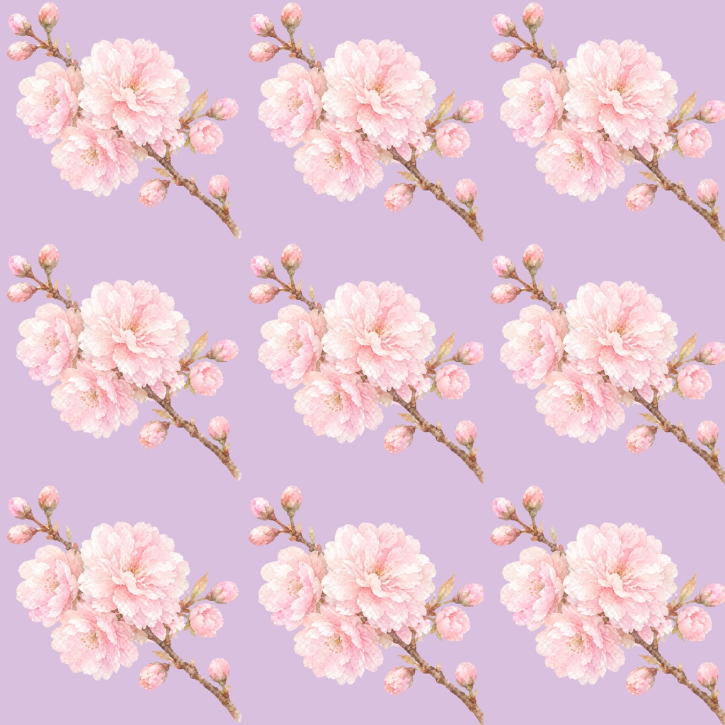 八重桜 春のデジタルペーパー|ふんわり水彩の桜テクスチャ Yaezakura Watercolor Digital Paper|Soft Spring Cherry Blossom Texture
