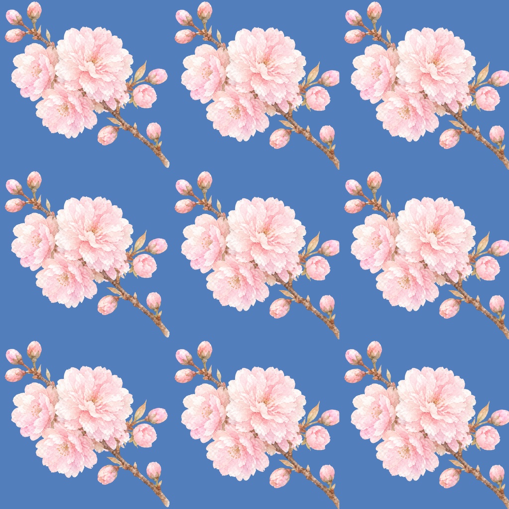 八重桜 春のデジタルペーパー|ふんわり水彩の桜テクスチャ Yaezakura Watercolor Digital Paper|Soft Spring Cherry Blossom Texture