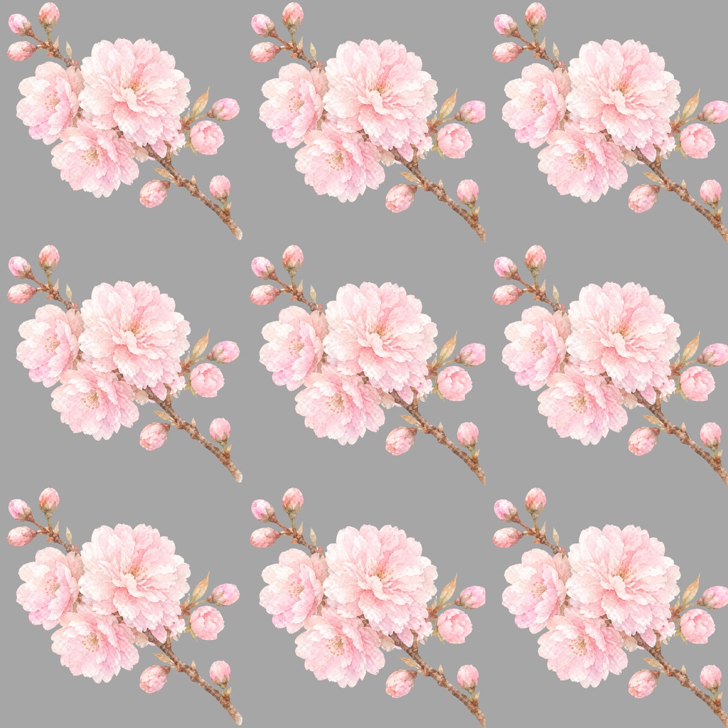 八重桜 春のデジタルペーパー|ふんわり水彩の桜テクスチャ Yaezakura Watercolor Digital Paper|Soft Spring Cherry Blossom Texture