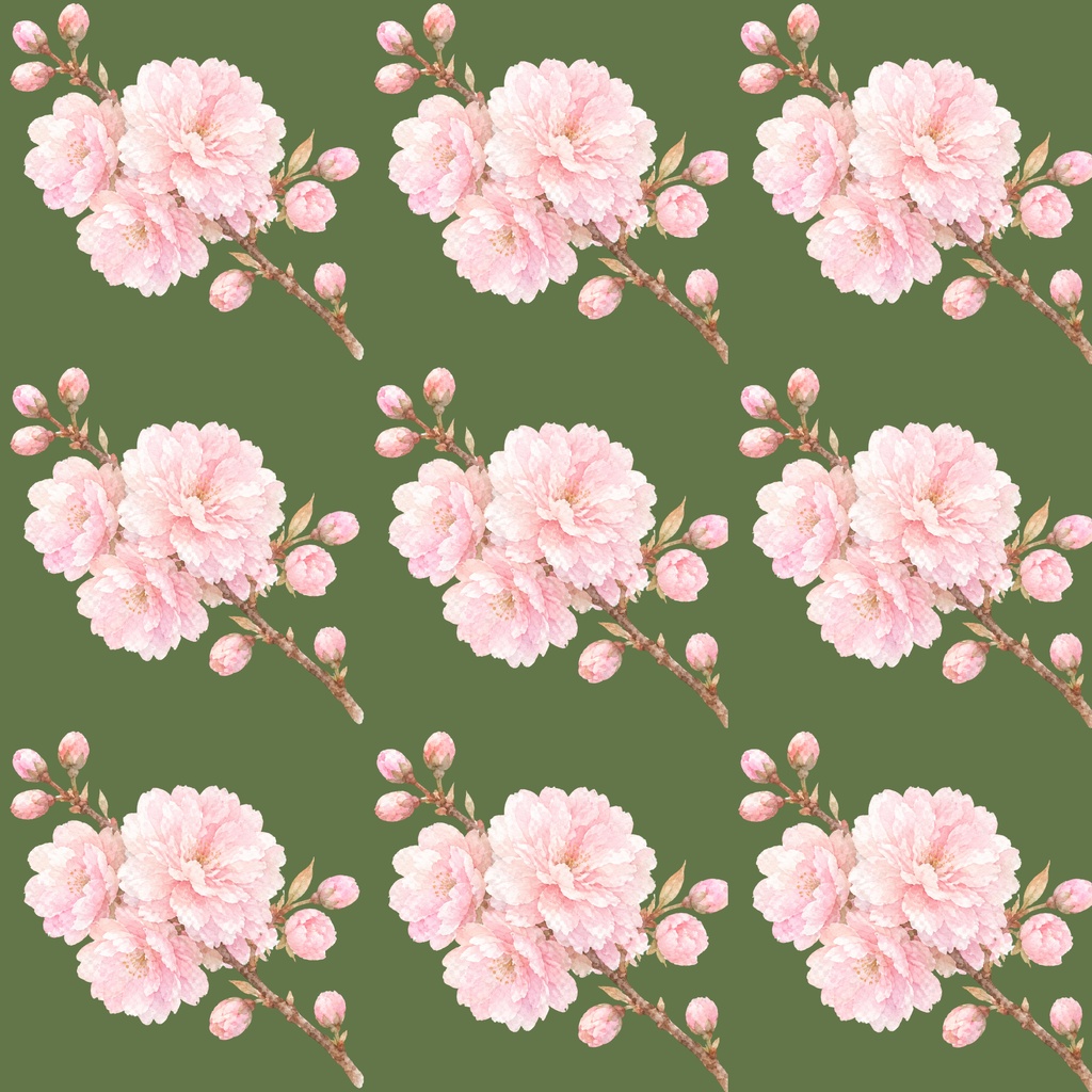 八重桜 春のデジタルペーパー|ふんわり水彩の桜テクスチャ Yaezakura Watercolor Digital Paper|Soft Spring Cherry Blossom Texture