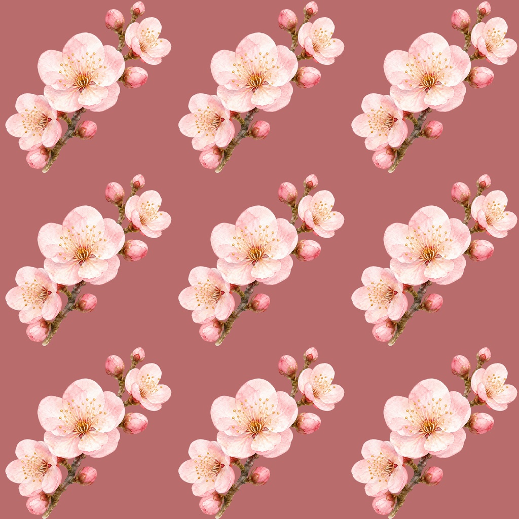 梅の花 デジタルペーパー|ふんわり水彩の梅テクスチャ Japanese Plum Blossom Watercolor Digital Paper|Soft Texture