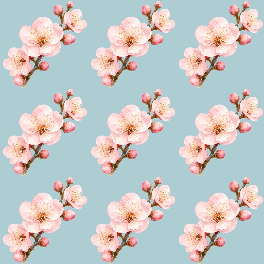 梅の花 デジタルペーパー|ふんわり水彩の梅テクスチャ Japanese Plum Blossom Watercolor Digital Paper|Soft Texture