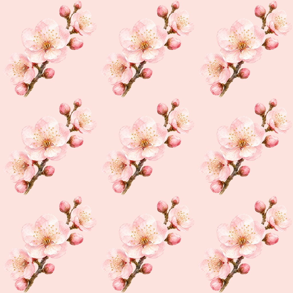 梅の花 デジタルペーパー|ふんわり水彩の梅テクスチャ Japanese Plum Blossom Watercolor Digital Paper|Soft Texture