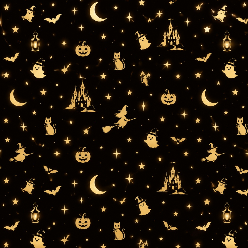 ハロウィン デジタルペーパー かぼちゃ 黒猫 |黒背景 Halloween Digital Paper Jack-o’-lantern and Black cat|Black Background