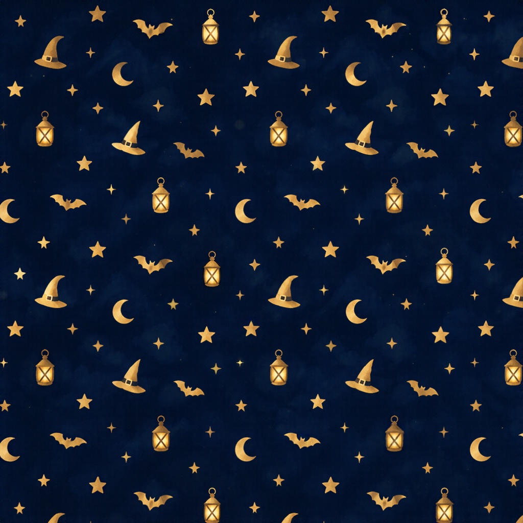 ハロウィン デジタルペーパー かぼちゃ 黒猫 他|黒ネイビー背景 Halloween Digital Paper Jack-o’-lantern and Black cat etc.|Black Navy Background