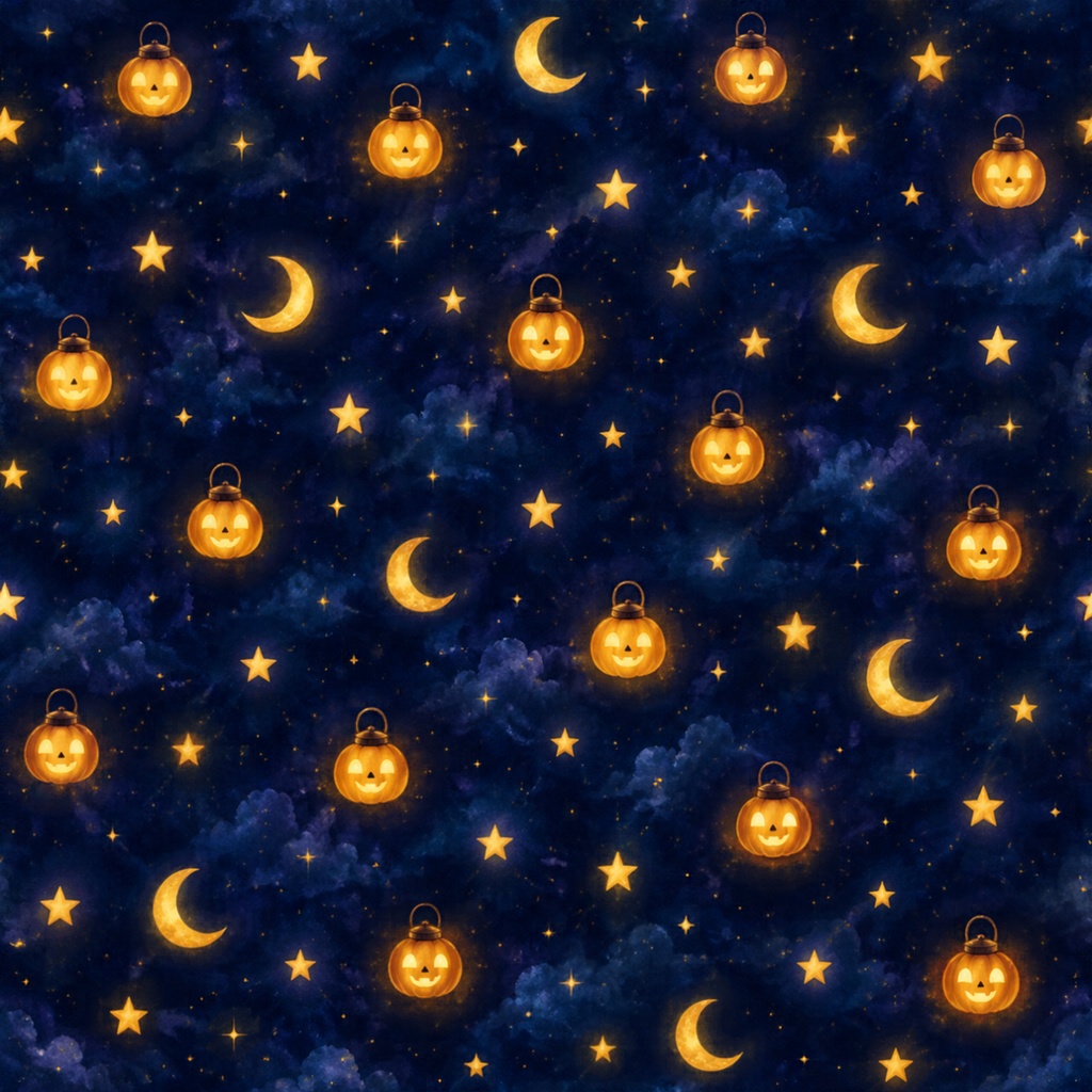 ハロウィン デジタルペーパー かぼちゃ 黒猫 他|黒ネイビー背景 Halloween Digital Paper Jack-o’-lantern and Black cat etc.|Black Navy Background