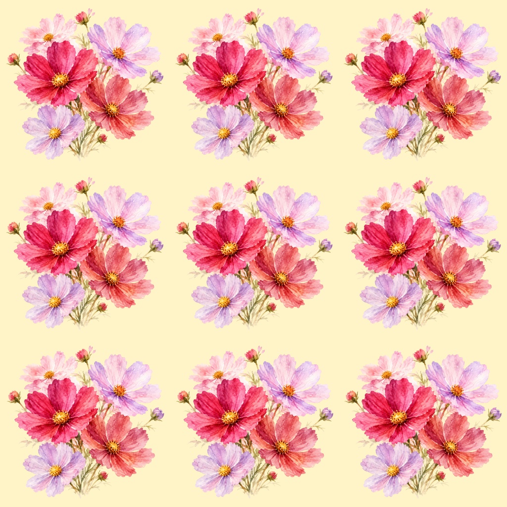 コスモス デジタルペーパー|柔らかな水彩調 Cosmos Digital pater|Watercolor design