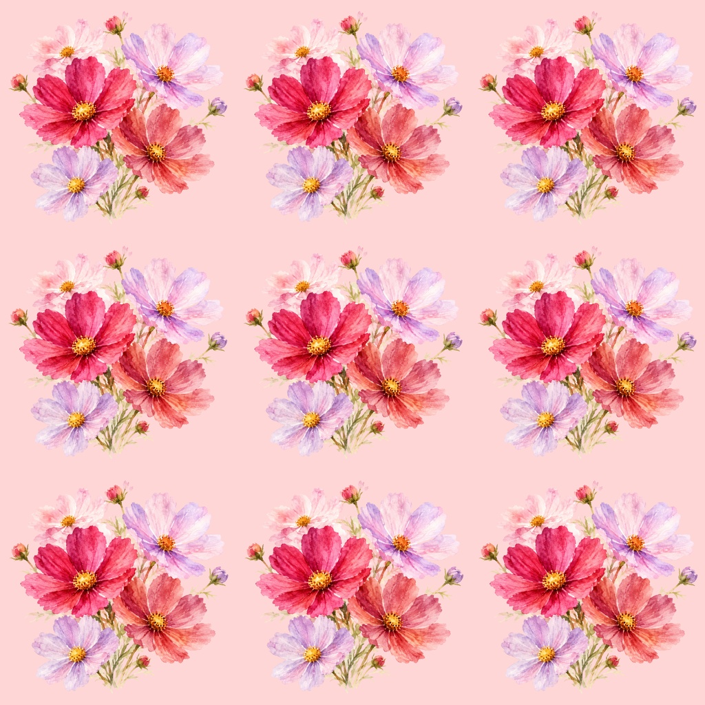 コスモス デジタルペーパー|柔らかな水彩調 Cosmos Digital pater|Watercolor design