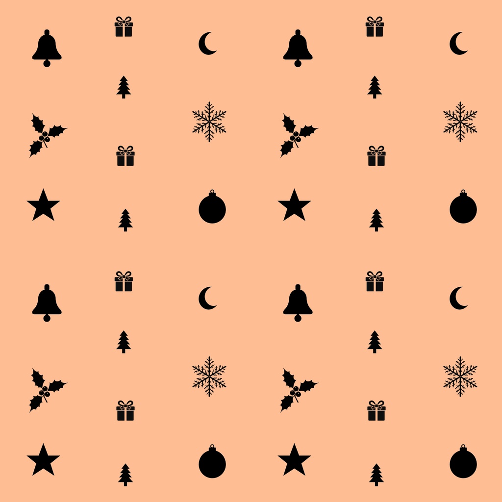 クリスマスのシルエット柄 デジタルペーパー Christmas Silhouette Digital Paper