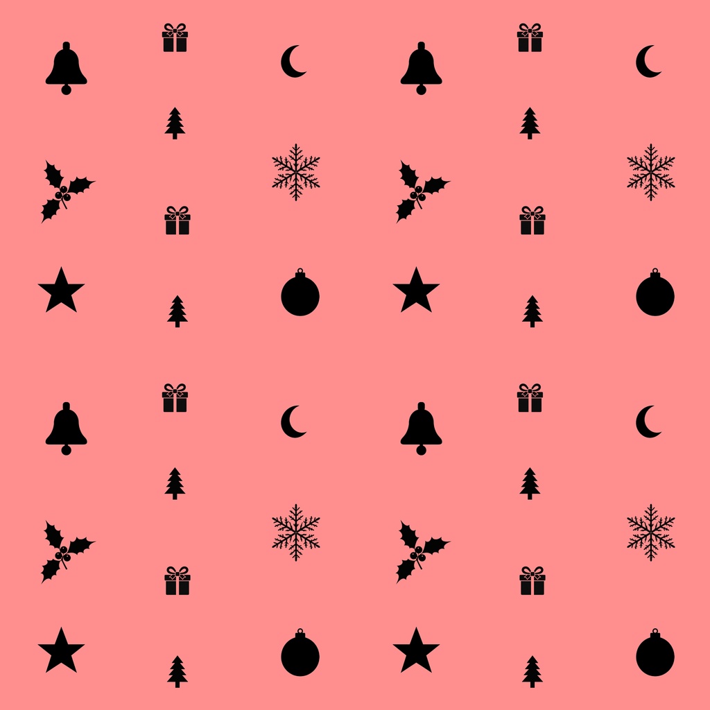 クリスマスのシルエット柄 デジタルペーパー Christmas Silhouette Digital Paper