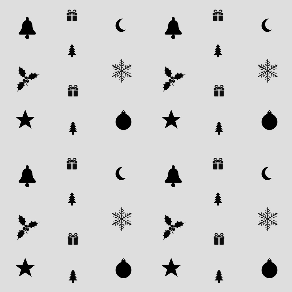 クリスマスのシルエット柄 デジタルペーパー Christmas Silhouette Digital Paper