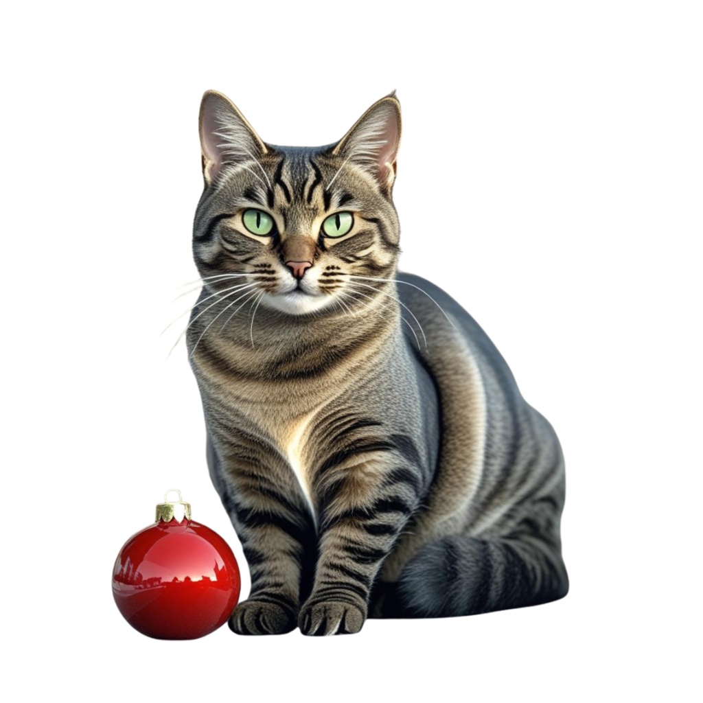 「キジトラ猫のあたたかい日々」 – 焦茶色の水彩スケッチクリップアート –