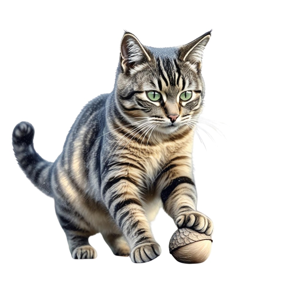 「キジトラ猫のあたたかい日々」 – 焦茶色の水彩スケッチクリップアート –