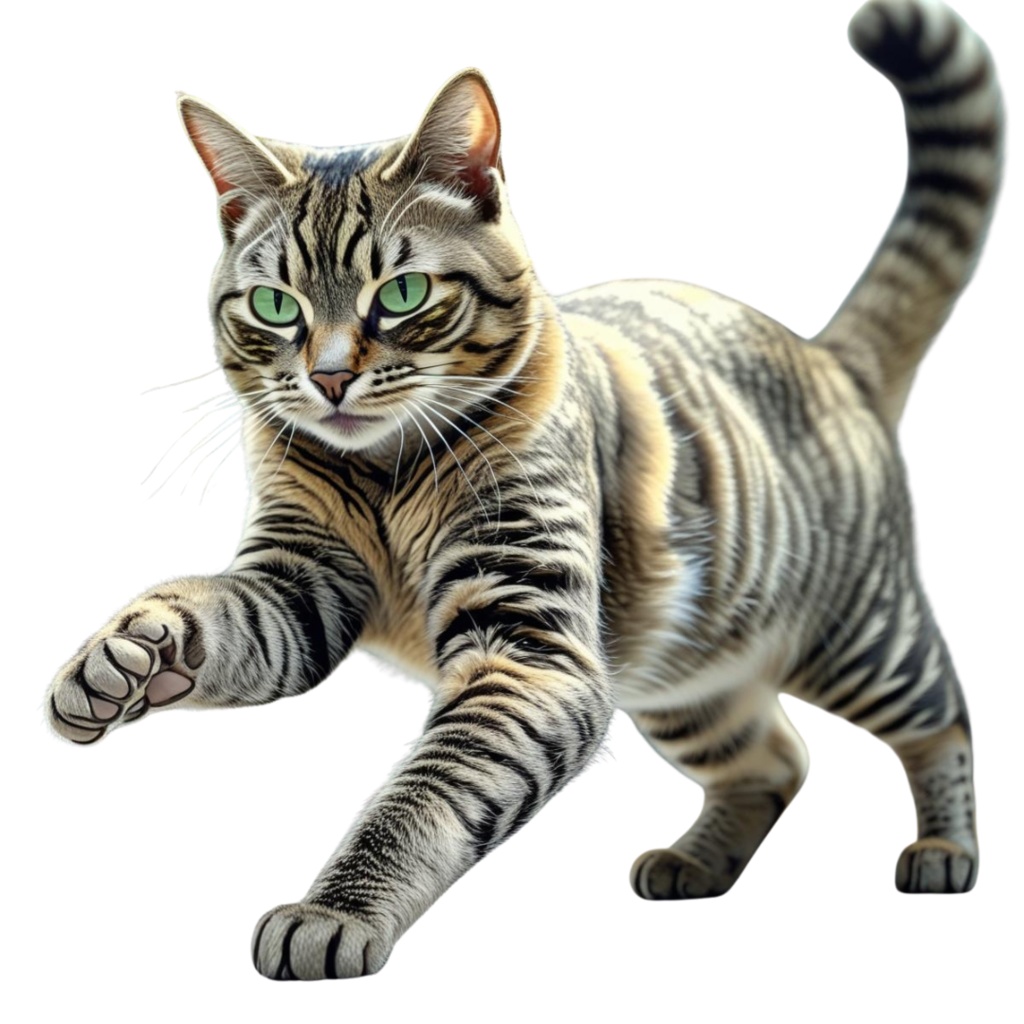 「キジトラ猫のあたたかい日々」 – 焦茶色の水彩スケッチクリップアート –