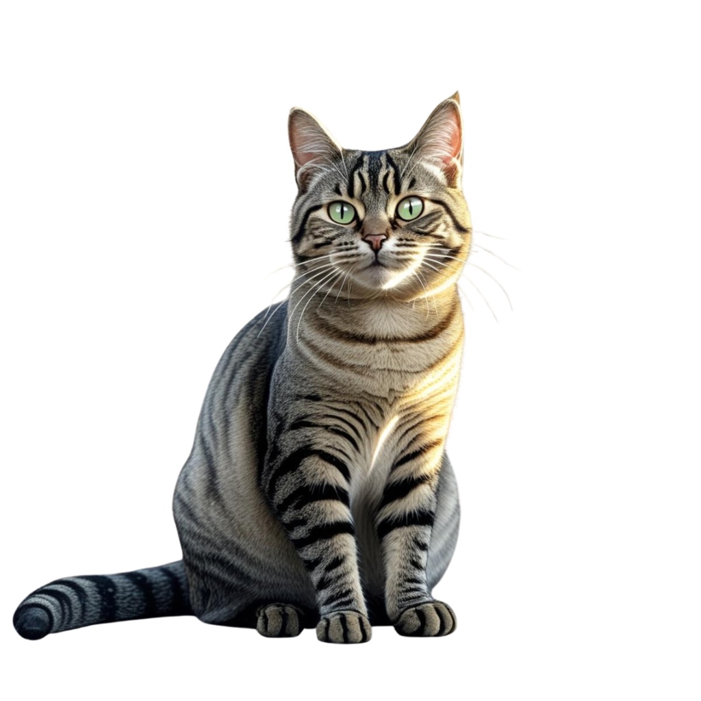 「キジトラ猫のあたたかい日々」 – 焦茶色の水彩スケッチクリップアート –