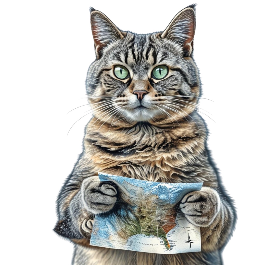 キジトラ猫のあたたかい日々2」 – 焦茶色の水彩スケッチクリップアート –