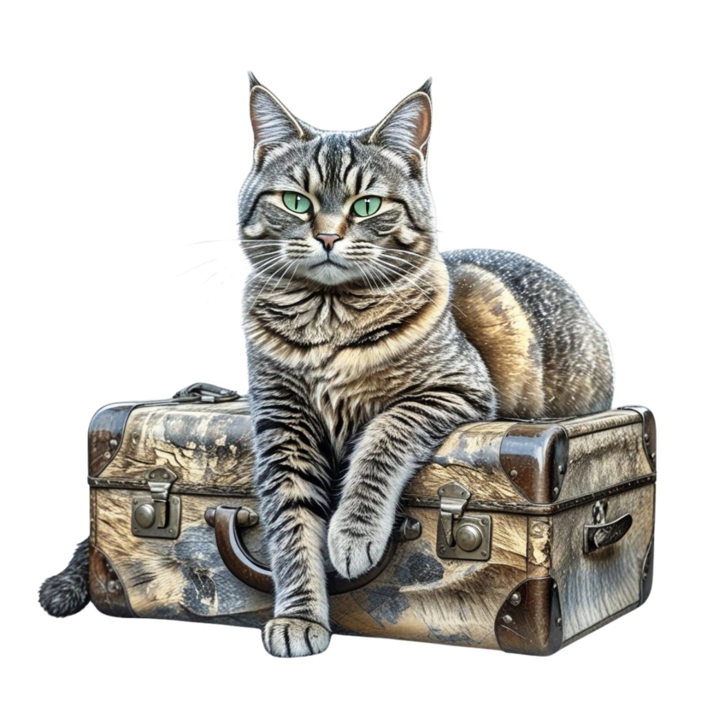 キジトラ猫のあたたかい日々2」 – 焦茶色の水彩スケッチクリップアート –