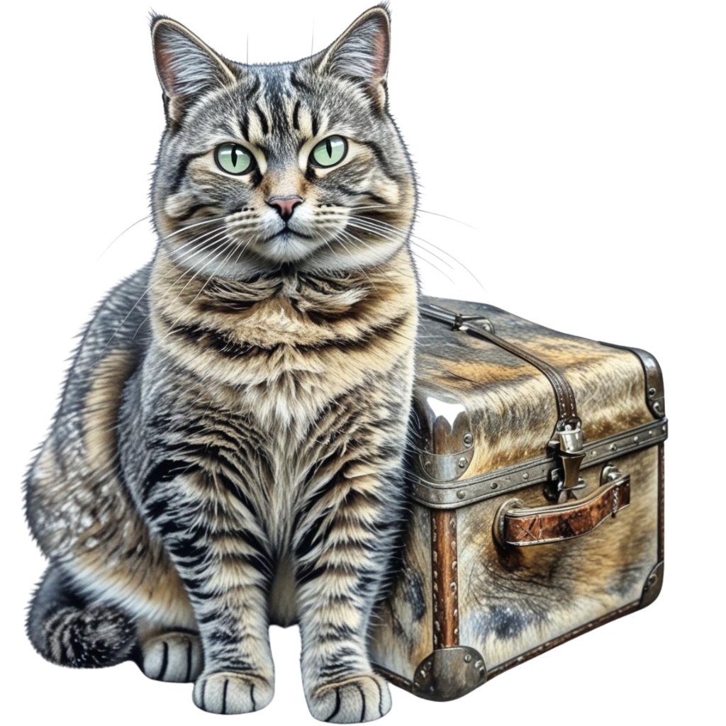 キジトラ猫のあたたかい日々2」 – 焦茶色の水彩スケッチクリップアート –