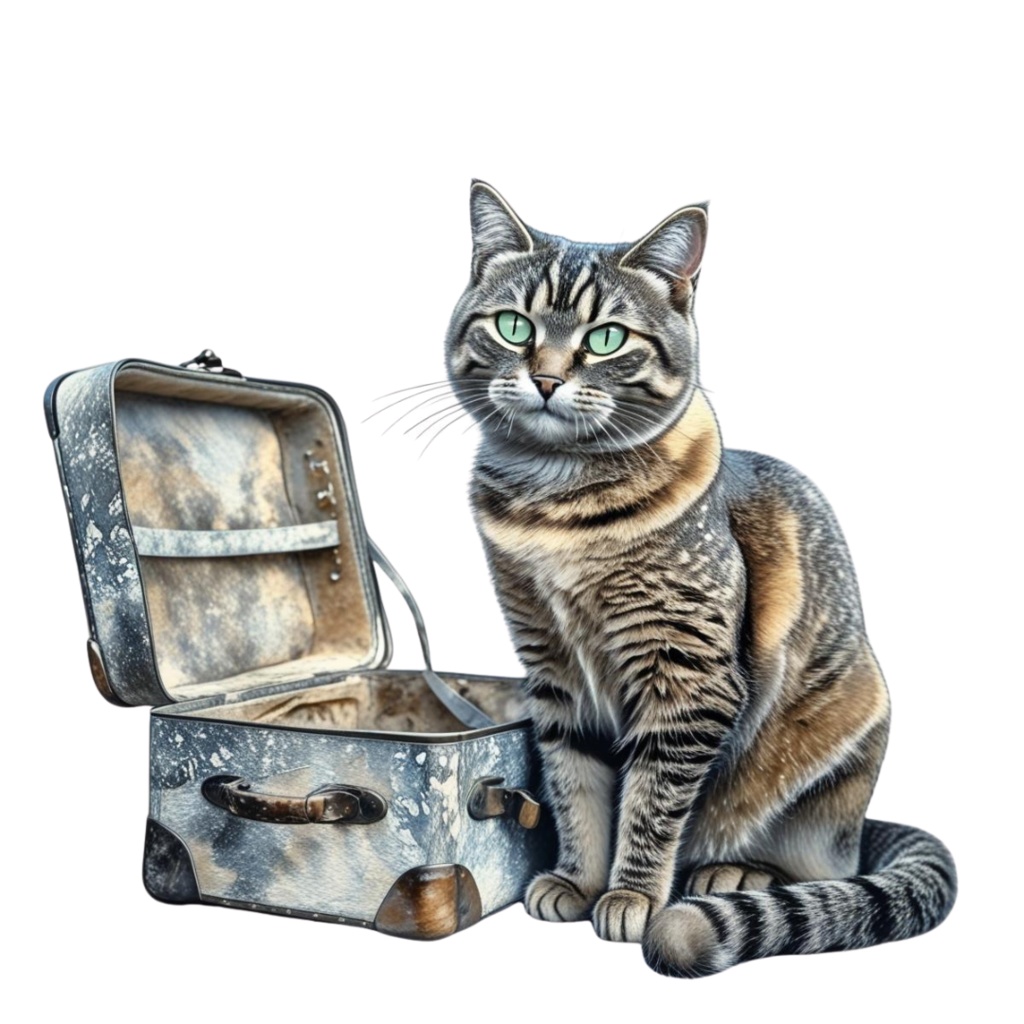 キジトラ猫のあたたかい日々2」 – 焦茶色の水彩スケッチクリップアート –