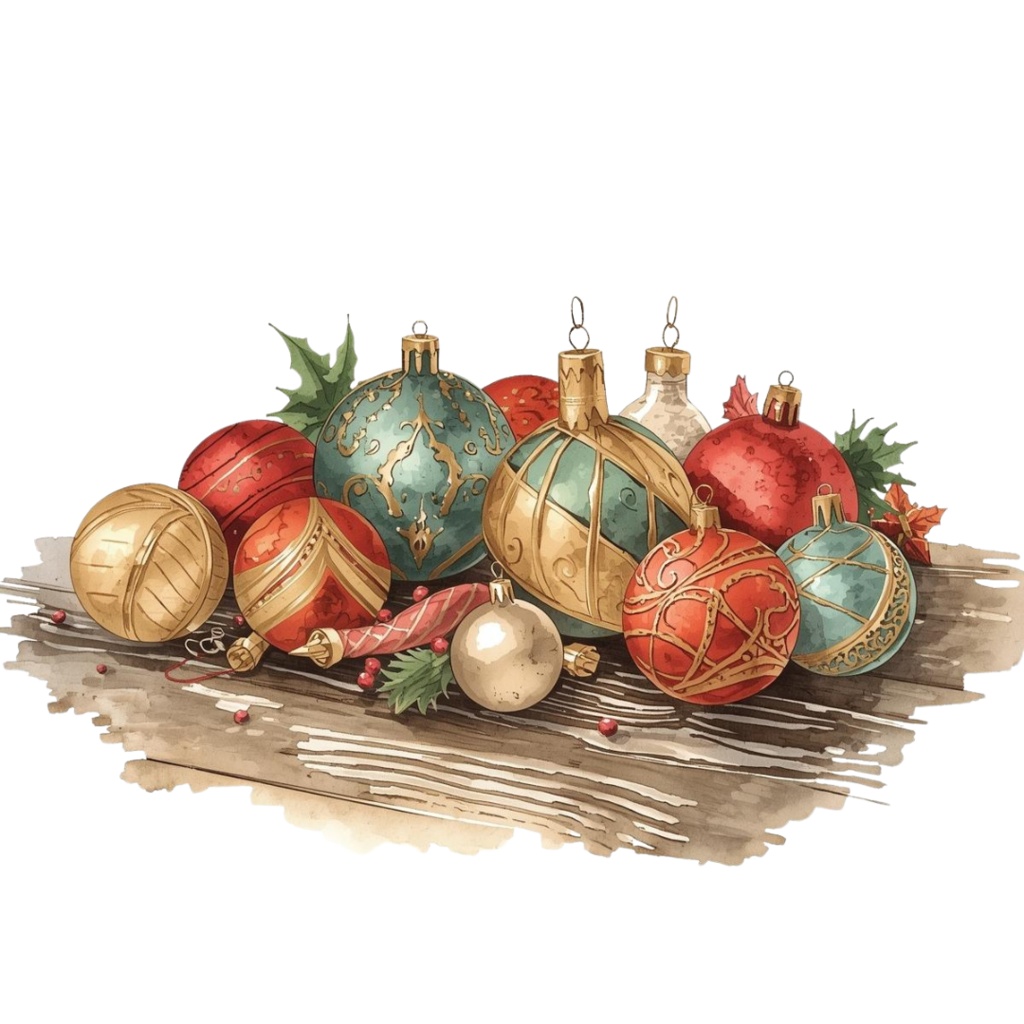 キジトラ猫トラのクリスマス水彩クリップアート集 16点セット