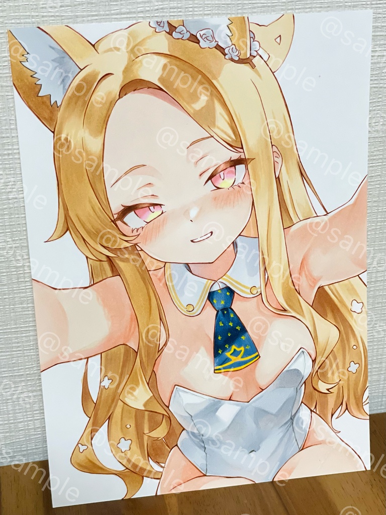 【原画】ブルーアーカイブ セイア ファンアート バニーガール 手描きイラスト アナログ 一点物